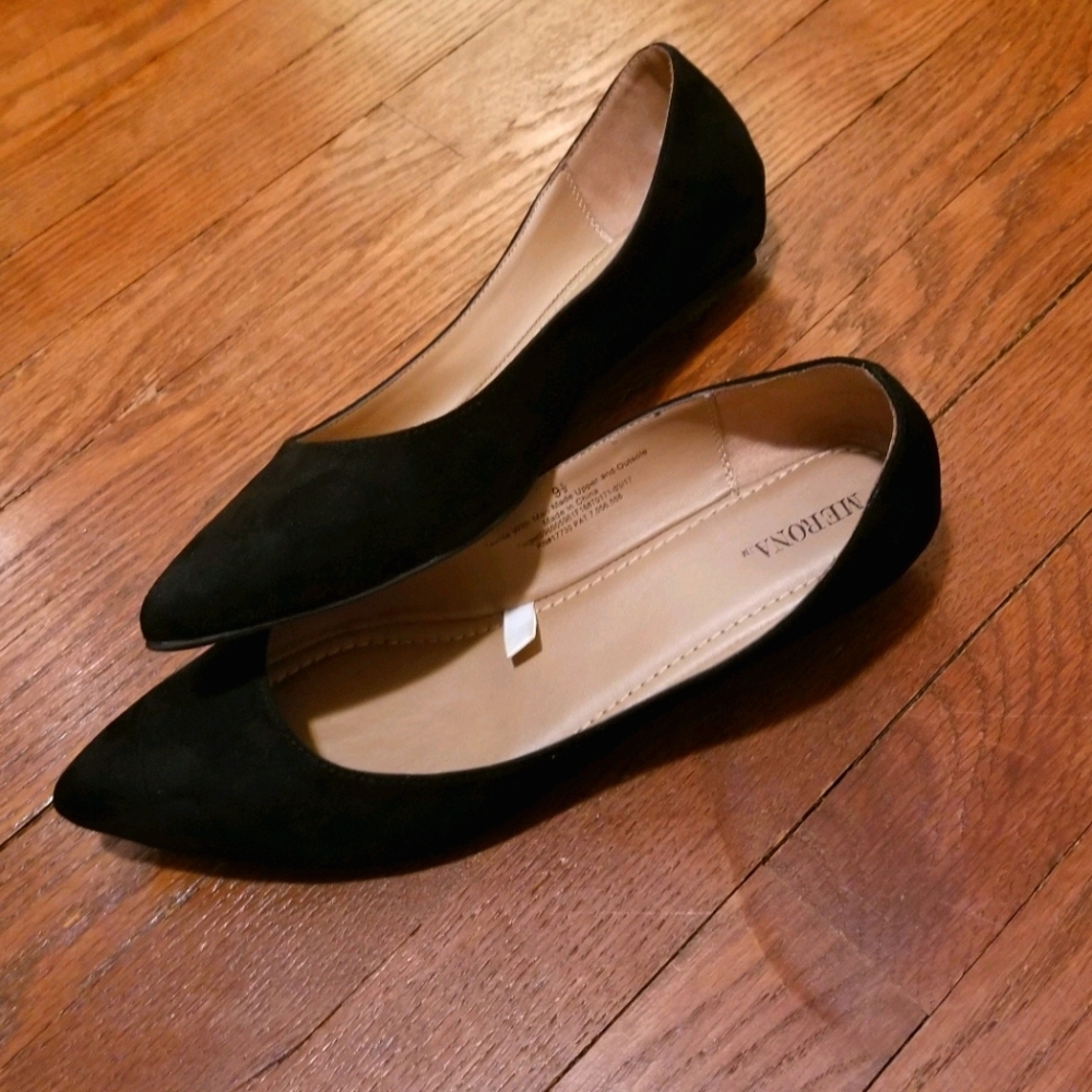 Merona Black faux suede flats size 9.5